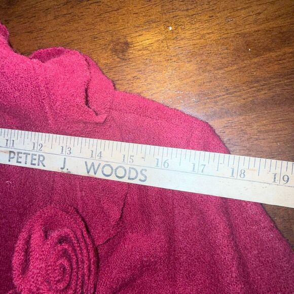 Susan Bristol 100% Wool Red Ruffle Rose Cardigan Jacket L — Textured Boho Cottag - Picture 12 of 12